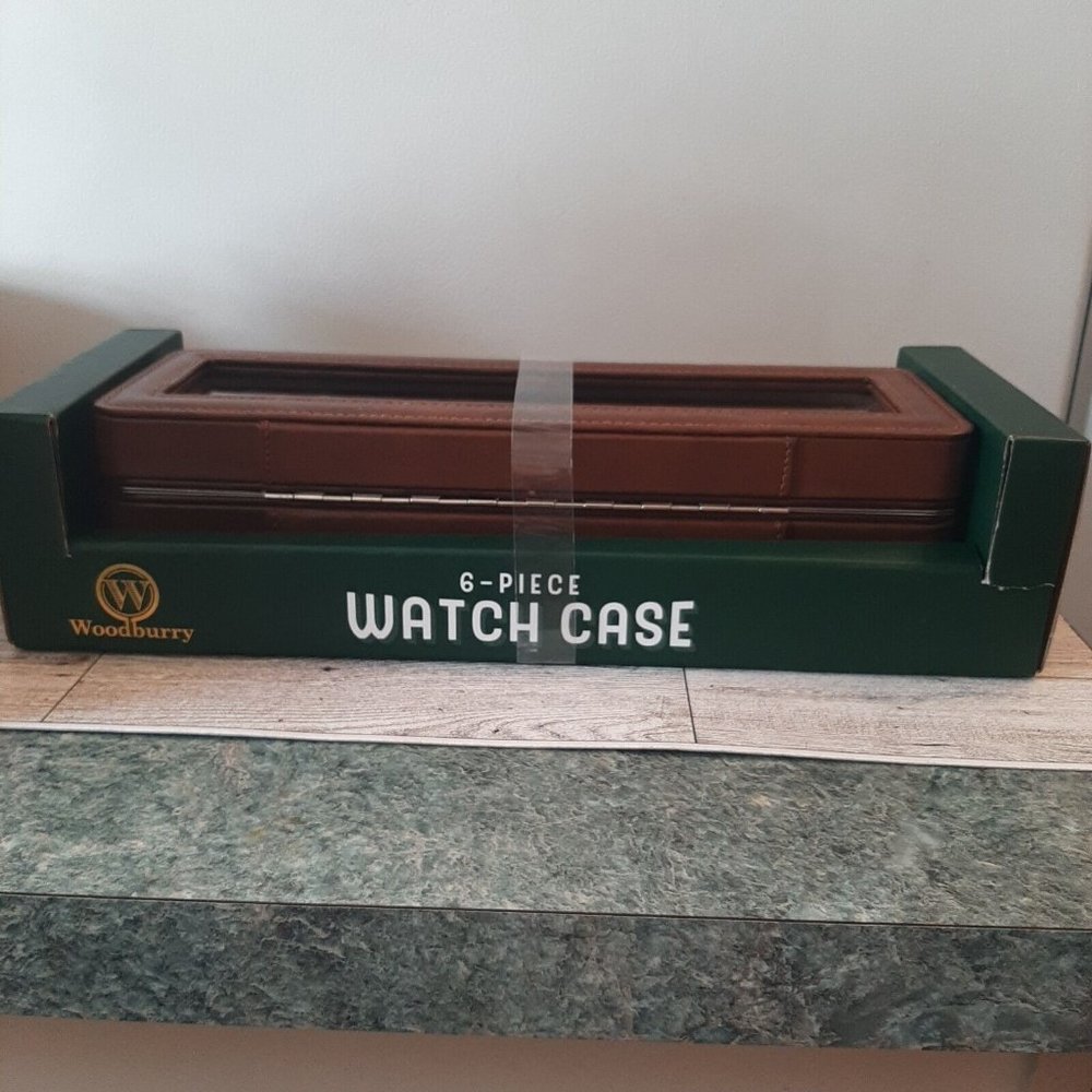 6 Piece Watch Case Woodburry Brown New in Box - Picture 7 of 14